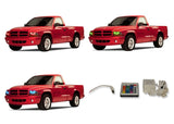Dodge-Dakota-1997, 1998, 1999, 2000, 2001, 2002, 2003, 2004-LED-Halo-Headlights-RGB-IR Remote-DO-DK9704-V3HIR