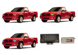 Dodge-Dakota-1997, 1998, 1999, 2000, 2001, 2002, 2003, 2004-LED-Halo-Headlights-RGB-RF Remote-DO-DK9704-V3HRF