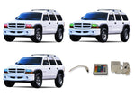 Dodge-Durango-1999, 2000, 2001, 2002, 2003-LED-Halo-Headlights-RGB-IR Remote-DO-DU9903-V3HIR