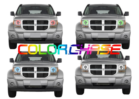 Dodge-Nitro-2007, 2008, 2009, 2010, 2011, 2012-LED-Halo-Headlights-ColorChase-No Remote-DO-NI0712-CCH