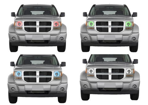 Dodge-Nitro-2007, 2008, 2009, 2010, 2011, 2012-LED-Halo-Headlights-RGB-No Remote-DO-NI0712-V3H