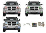 Dodge-Nitro-2007, 2008, 2009, 2010, 2011, 2012-LED-Halo-Headlights and Fog Lights-RGB-IR Remote-DO-NI0712-V3HFIR