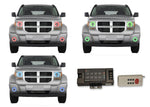 Dodge-Nitro-2007, 2008, 2009, 2010, 2011, 2012-LED-Halo-Headlights and Fog Lights-RGB-RF Remote-DO-NI0712-V3HFRF
