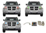 Dodge-Nitro-2007, 2008, 2009, 2010, 2011, 2012-LED-Halo-Headlights-RGB-IR Remote-DO-NI0712-V3HIR