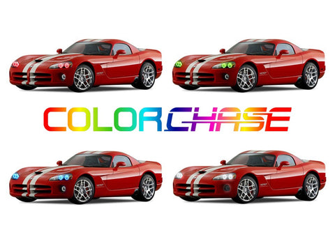 Dodge-Viper-2003, 2004, 2005, 2006, 2007, 2008, 2009, 2010-LED-Halo-Headlights-ColorChase-No Remote-DO-VI0310-CCH