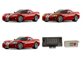 Dodge-Viper-2003, 2004, 2005, 2006, 2007, 2008, 2009, 2010-LED-Halo-Headlights-RGB-RF Remote-DO-VI0310-V3HRF