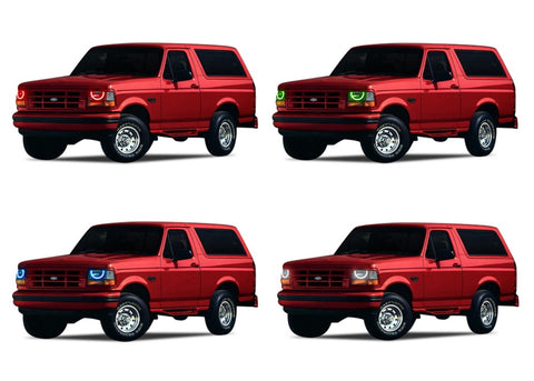 Ford-Bronco-1992, 1993, 1994, 1995, 1996-LED-Halo-Headlights-RGB-No Remote-FO-BR9296-V3H