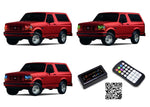 Ford-Bronco-1992, 1993, 1994, 1995, 1996-LED-Halo-Headlights-RGB-Bluetooth RF Remote-FO-BR9296-V3HBTRF