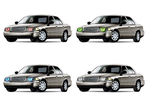 Ford-Crown Victoria-1998, 1999, 2000, 2001, 2002, 2003, 2004, 2005, 2006, 2007, 2008, 2009, 2010, 2011-LED-Halo-Headlights-RGB-No Remote-FO-CV9801-V3H