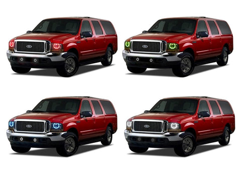 Ford-Excursion-2000, 2001, 2002, 2003, 2004-LED-Halo-Headlights-RGB-No Remote-FO-EC0004-V3H