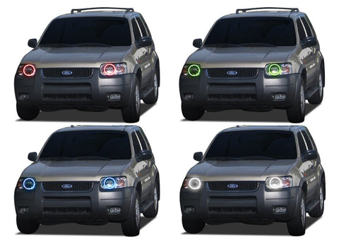 Ford-Escape-2001, 2002, 2003, 2004-LED-Halo-Headlights-RGB-No Remote-FO-ES0104-V3H
