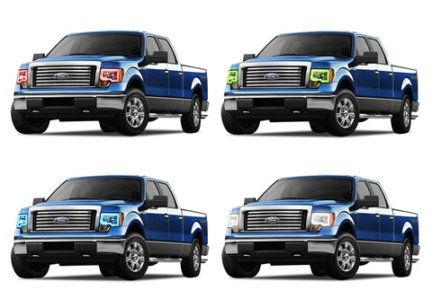Ford-F-150-2009, 2010, 2011, 2012, 2013, 2014-LED-Halo-Headlights and Fog Lights-RGB-No Remote-FO-F10914-V3HF
