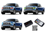 Ford-F-150-2009, 2010, 2011, 2012, 2013, 2014-LED-Halo-Headlights and Fog Lights-RGB-Bluetooth RF Remote-FO-F10914-V3HFBTRF