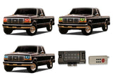 Ford-F-250-1992, 1993, 1994, 1995, 1996, 1997-LED-Halo-Headlights-RGB-RF Remote-FO-F29297-V3HRF