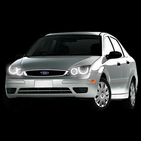 Ford-Focus-2005, 2006, 2007-LED-Halo-Headlights-White-RF Remote White-FO-FC0507-WHRF