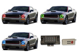 Ford-Mustang-2005, 2006, 2007, 2008, 2009-LED-Halo-Headlights-RGB-RF Remote-FO-MU0509-V3HRF
