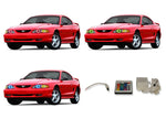 Ford-Mustang-1994, 1995, 1996, 1997, 1998-LED-Halo-Headlights-RGB-IR Remote-FO-MU9498-V3HIR