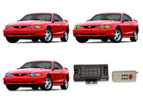 Ford-Mustang-1994, 1995, 1996, 1997, 1998-LED-Halo-Headlights-RGB-RF Remote-FO-MU9498-V3HRF