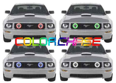 Ford-Mustang-2005, 2006, 2007, 2008, 2009-LED-Halo-Fog Lights-ColorChase-No Remote-FO-MUGT0509-CCF