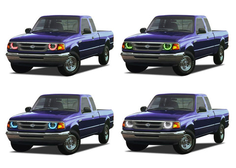 Ford-Ranger-1993, 1994, 1995, 1996, 1997-LED-Halo-Headlights-RGB-No Remote-FO-RA9397-V3H