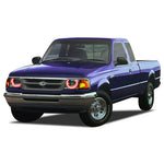 Ford-Ranger-1993, 1994, 1995, 1996, 1997-LED-Halo-Headlights-RGB-Bluetooth RF Remote-FO-RA9397-V3HBTRF