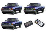 Ford-Ranger-1993, 1994, 1995, 1996, 1997-LED-Halo-Headlights-RGB-Colorfuse RF Remote-FO-RA9397-V3HCFRF