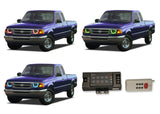 Ford-Ranger-1993, 1994, 1995, 1996, 1997-LED-Halo-Headlights-RGB-RF Remote-FO-RA9397-V3HRF