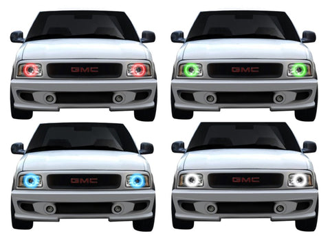 GMC-Sonoma-1994, 1995, 1996, 1997-LED-Halo-Headlights-RGB-No Remote-GMC-SO9497-V3H