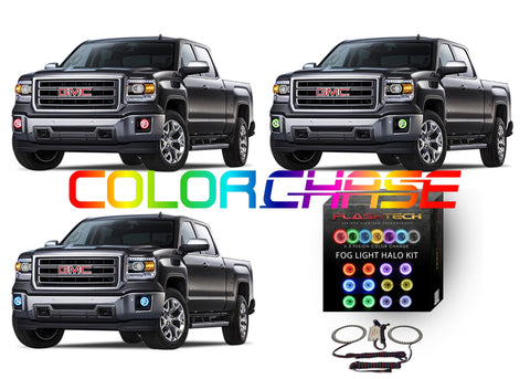 GMC-Sierra 1500-2014, 2015, 2016-LED-Halo-Fog Lights-ColorChase-No Remote-GMC-SR1416-CCF