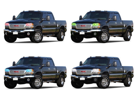 GMC-Sierra 1500-1999, 2000, 2001, 2002, 2003, 2004, 2005, 2006-LED-Halo-Headlights-RGB-No Remote-GMC-SR9906-V3H