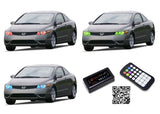 Honda-Civic-2006, 2007, 2008-LED-Halo-Headlights-RGB-Bluetooth RF Remote-HO-CVC0608-V3HBTRF