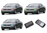 Honda-Civic-2006, 2007, 2008-LED-Halo-Headlights-RGB-Colorfuse RF Remote-HO-CVC0608-V3HCFRF