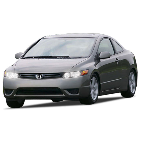 Honda-Civic-2006, 2007, 2008-LED-Halo-Headlights-White-RF Remote White-HO-CVC0608-WHRF