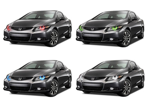 Honda-Civic-2012, 2013-LED-Halo-Headlights-RGB-No Remote-HO-CVC1213-V3H