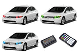 Honda-Civic-2006, 2007, 2008-LED-Halo-Headlights-RGB-Colorfuse RF Remote-HO-CVS0608-V3HCFRF