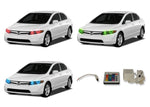 Honda-Civic-2006, 2007, 2008-LED-Halo-Headlights-RGB-IR Remote-HO-CVS0608-V3HIR