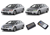 Honda-Civic-2009, 2010, 2011-LED-Halo-Headlights-RGB-Colorfuse RF Remote-HO-CVS0911-V3HCFRF
