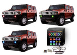 Hummer-H2-2003, 2004, 2005, 2006, 2007, 2008, 2009-LED-Halo-Fog Lights-RGB-IR Remote-HU-H203-V3FIR