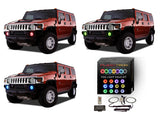 Hummer-H2-2003, 2004, 2005, 2006, 2007, 2008, 2009-LED-Halo-Fog Lights-RGB-RF Remote-HU-H203-V3FRF