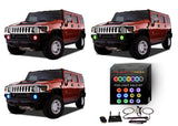 Hummer-H2-2003, 2004, 2005, 2006, 2007, 2008, 2009-LED-Halo-Fog Lights-RGB-WiFi Remote-HU-H203-V3FWI