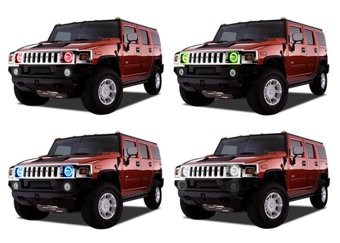 Hummer-H2-2003, 2004, 2005, 2006, 2007, 2008, 2009-LED-Halo-Headlights-RGB-No Remote-HU-H203-V3H