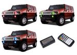 Hummer-H2-2003, 2004, 2005, 2006, 2007, 2008, 2009-LED-Halo-Headlights and Fog Lights-RGB-Colorfuse RF Remote-HU-H20309-V3HFCFRF