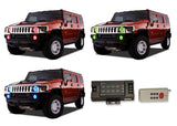 Hummer-H3-2006, 2007, 2008, 2009, 2010-LED-Halo-Headlights and Fog Lights-RGB-RF Remote-HU-H30510-V3HFRF