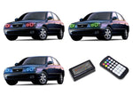 Hyundai-Elantra-2001, 2002, 2003-LED-Halo-Headlights-RGB-Colorfuse RF Remote-HY-EL0103-V3HCFRF