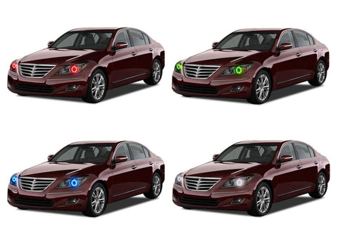 Hyundai-Genesis-2009, 2010, 2011-LED-Halo-Headlights-RGB-No Remote-HY-GNS0911-V3H