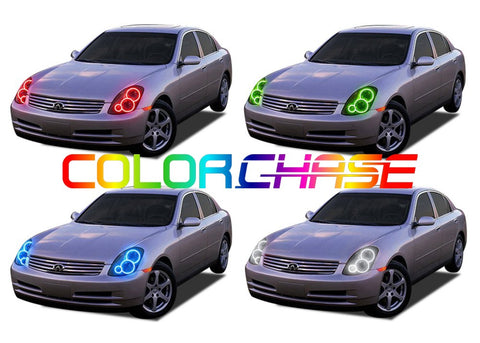 Infiniti-G35-2003, 2004-LED-Halo-Headlights-ColorChase-No Remote-IN-G35S0304-CCH