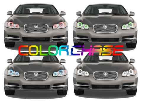Jaguar-XF-2009, 2010, 2011-LED-Halo-Headlights-ColorChase-No Remote-JA-XF0911-CCH