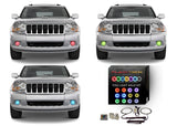 Jeep-Grand Cherokee-2005, 2006, 2007, 2008, 2009, 2010-LED-Halo-Fog Lights-RGB-IR Remote-JE-GC0510-V3FIR