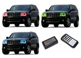 Jeep-Grand Cherokee-2005, 2006, 2007, 2008, 2009, 2010-LED-Halo-Headlights-RGB-Colorfuse RF Remote-JE-GC0510-V3HCFRF