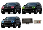 Jeep-Grand Cherokee-2005, 2006, 2007, 2008, 2009, 2010-LED-Halo-Headlights-RGB-RF Remote-JE-GC0510-V3HRF
